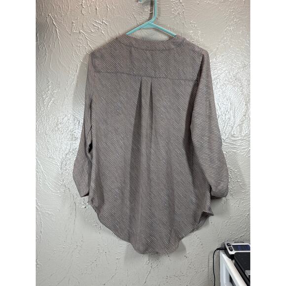 Apt 9 Womens Tunic Taupe Printed Long Sleeve V Neck Career Wear Size Small - Picture 2 of 4